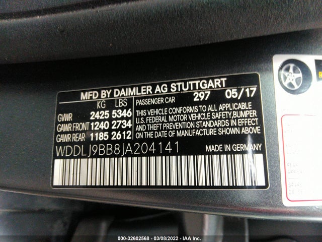 2018 Mercedes-Benz CLS-Class, VIN: WDDLJ9BB8JA204141