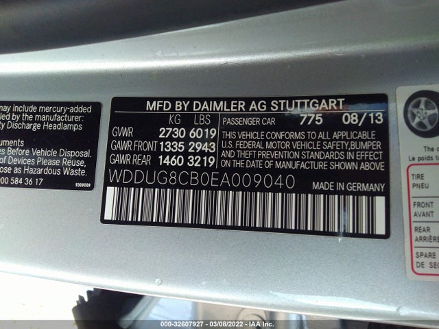 2014 Mercedes-Benz S-Class, VIN: WDDUG8CB0EA009040