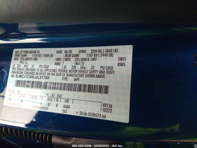 2020 Lincoln Corsair, VIN: 5LMCJ1C95LUL21760