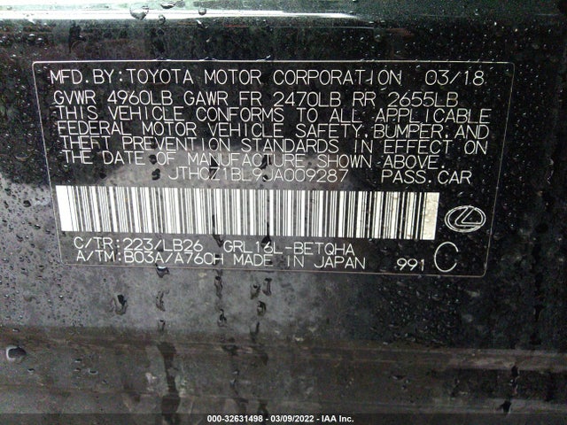 2018 Lexus GS, VIN: JTHCZ1BL9JA009287