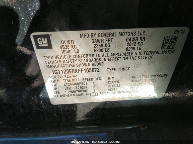 GMC Sierra 2500hd Denali 2015 1GT120E8XFF165072 Image 9