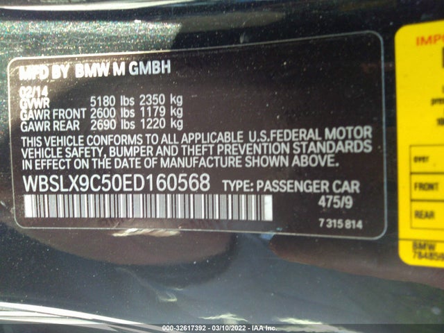 2014 BMW M6, VIN: WBSLX9C50ED160568