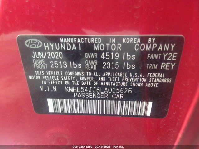 2020 Hyundai Sonata, VIN: KMHL54JJ6LA015626