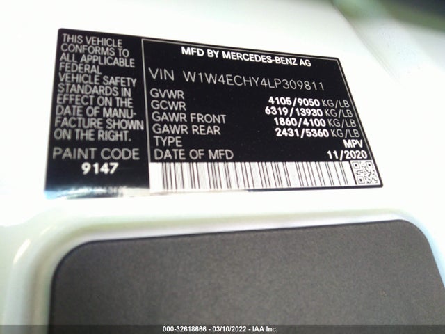 2020 Mercedes-Benz Sprinter, VIN: W1W4ECHY4LP309811