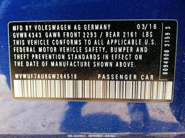 WVWUF7AU6GW264518 Volkswagen Golf R