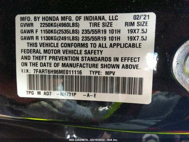 2021 Honda CR-V, VIN: 7FART6H96ME011116