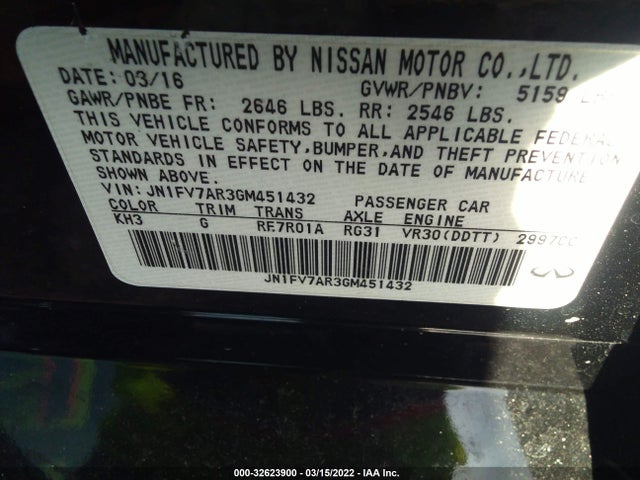 2016 Infiniti Q50, VIN: JN1FV7AR3GM451432