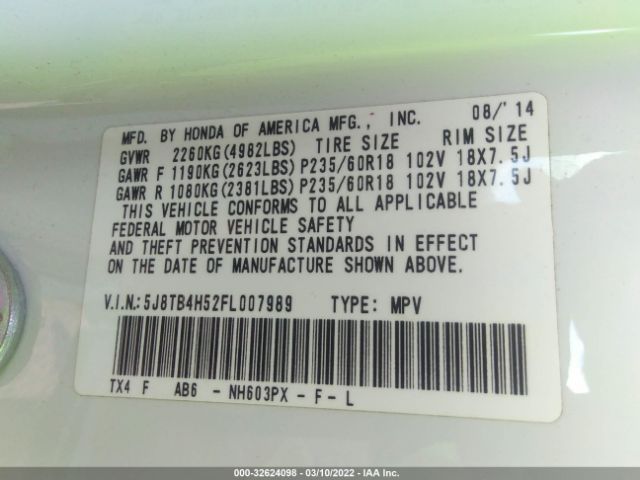 5J8TB4H52FL007989 Acura Rdx Tech Pkg