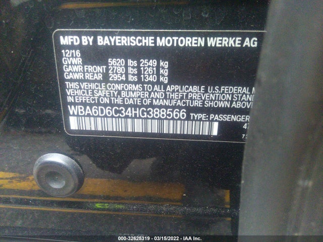 2017 BMW 6 Series, VIN: WBA6D6C34HG388566