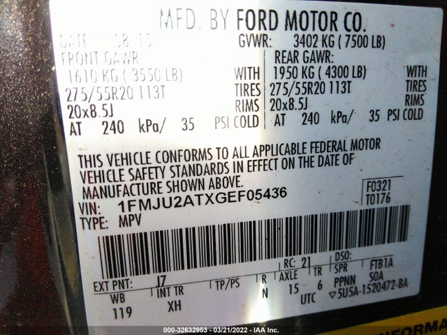 2016 Ford Expedition, VIN: 1FMJU2ATXGEF05436