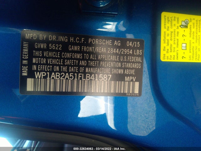 2015 Porsche Macan, VIN: WP1AB2A51FLB41587