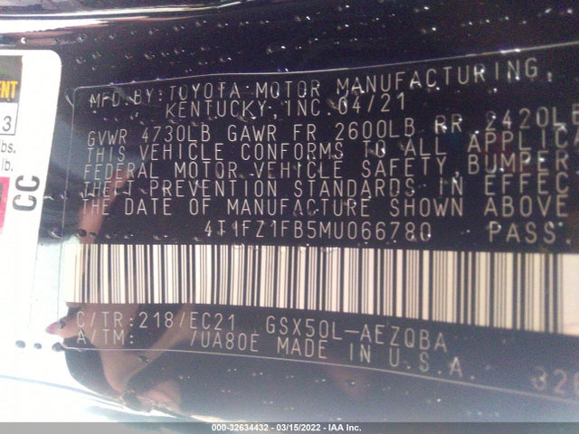 2021 Toyota Avalon, VIN: 4T1FZ1FB5MU066780