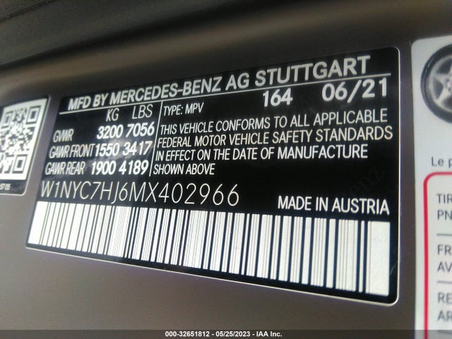 2021 Mercedes-Benz G-Class, VIN: W1NYC7HJ6MX402966