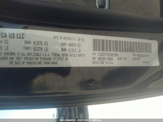 2016 Dodge Dart, VIN: 1C3CDFFA2GD819801