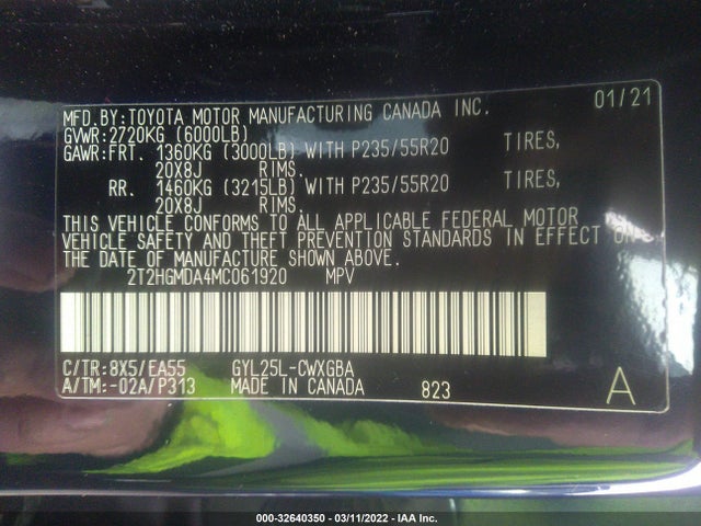 2021 Lexus RX, VIN: 2T2HGMDA4MC061920