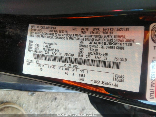 2019 Ford Fiesta, VIN: 3FADP4BJ6KM101138