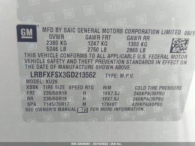 2016 Buick Envision, VIN: LRBFXFSX3GD213562