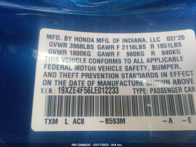 2020 Honda Insight, VIN: 19XZE4F56LE012233