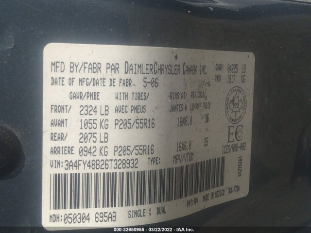 3A4FY48B26T328932 Chrysler Pt Cruiser