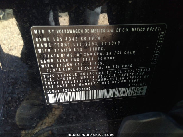 Volkswagen TAOS SE 2022 3VVRX7B26NM007695 Image 9