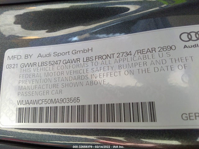 2021 Audi RS 5, VIN: WUAAWCF50MA903565