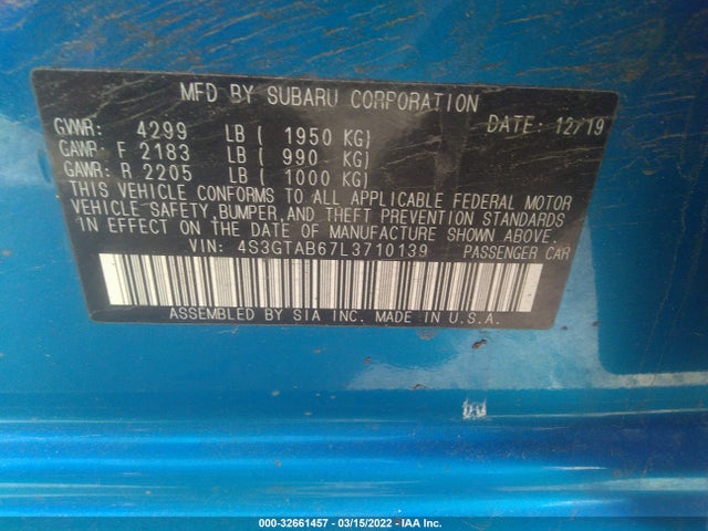 Subaru Impreza 2020 4S3GTAB67L3710139 Image 10