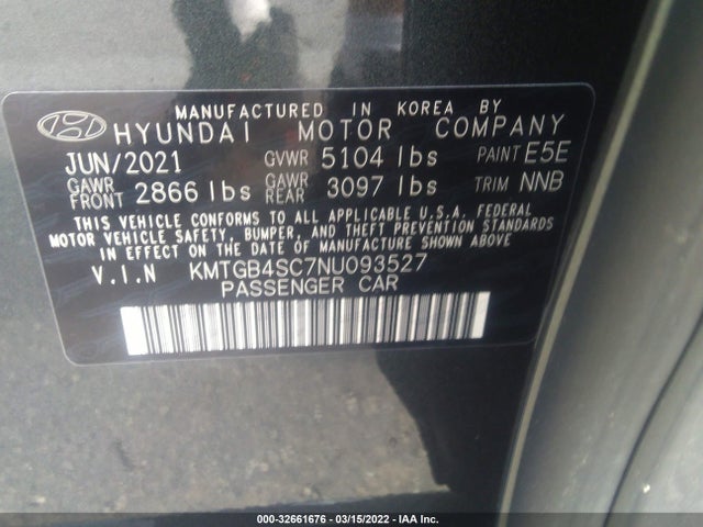 2022 Genesis G80, VIN: KMTGB4SC7NU093527
