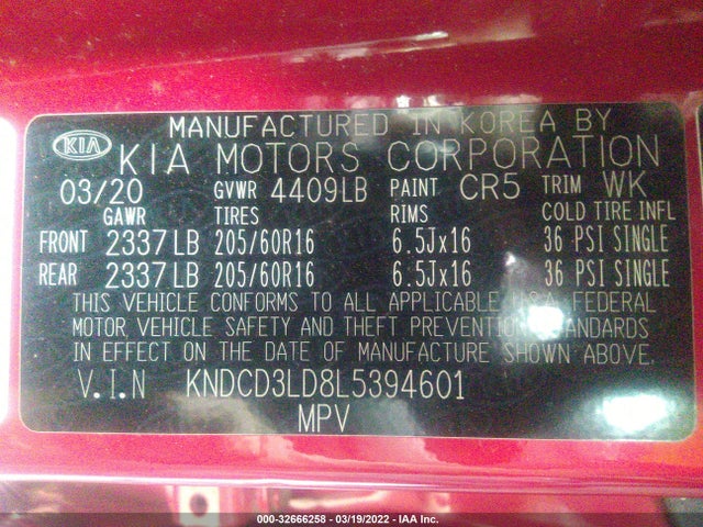 2020 Kia Niro, VIN: KNDCD3LD8L5394601