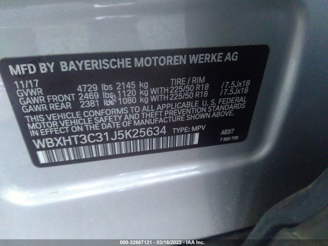 2018 BMW X1, VIN: WBXHT3C31J5K25634