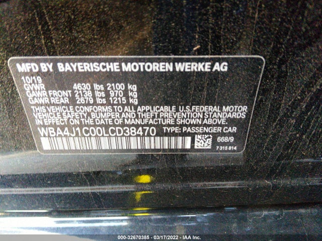 2020 BMW 4 Series, VIN: WBA4J1C00LCD38470