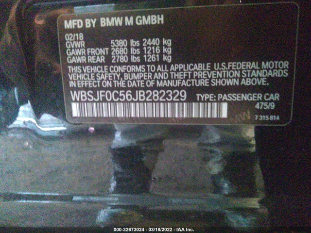 2018 BMW M5, VIN: WBSJF0C56JB282329