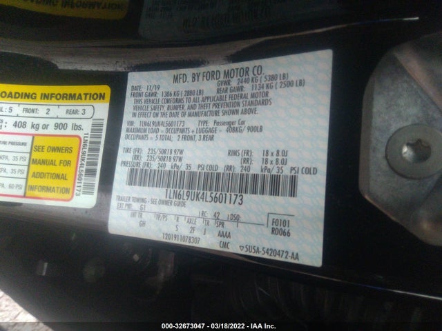 2020 Lincoln Continental, VIN: 1LN6L9UK4L5601173