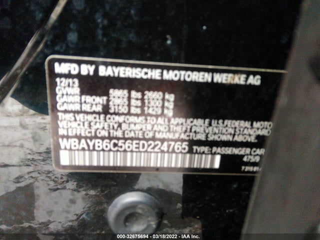 BMW 7 Series 750i Xdrive 2014 WBAYB6C56ED224765 Image 9