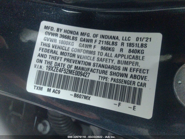 2021 Honda Insight, VIN: 19XZE4F52ME009427