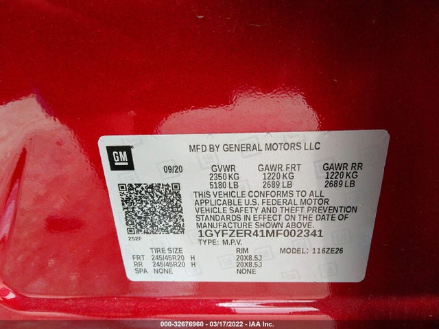 2021 Cadillac XT4, VIN: 1GYFZER41MF002341