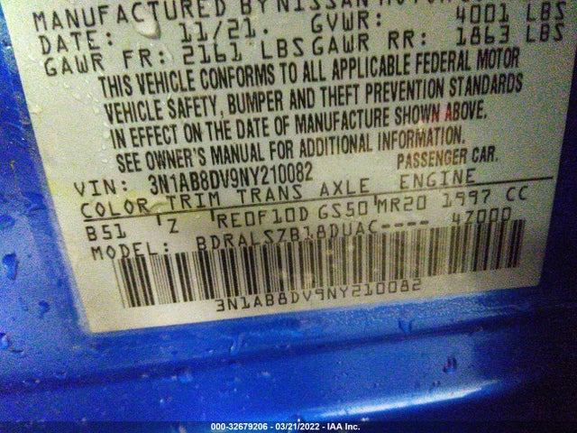 Nissan SENTRA SR 2022 3N1AB8DV9NY210082 Image 10