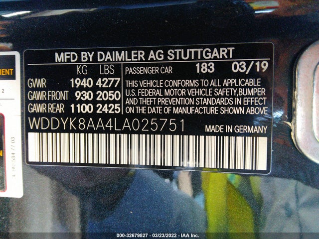 2020 Mercedes-Benz AMG GT, VIN: WDDYK8AA4LA025751