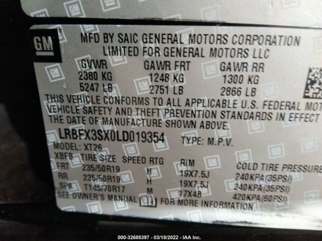LRBFX3SX0LD019354 Buick Envision Premium