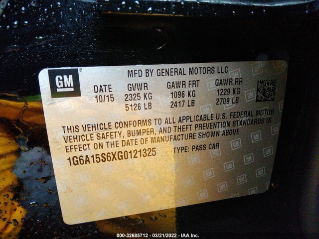 2016 Cadillac CTS, VIN: 1G6A15S6XG0121325