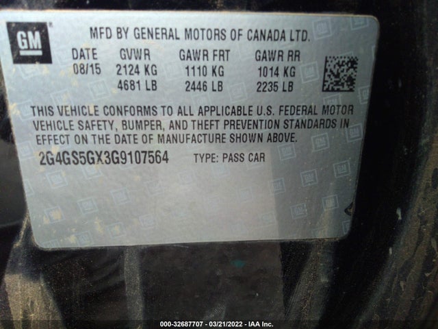 2016 Buick Regal, VIN: 2G4GS5GX3G9107564