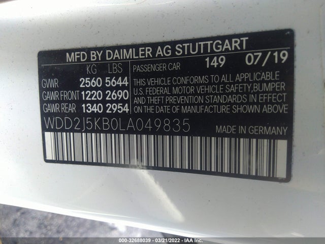 2020 Mercedes-Benz CLS-Class, VIN: WDD2J5KB0LA049835