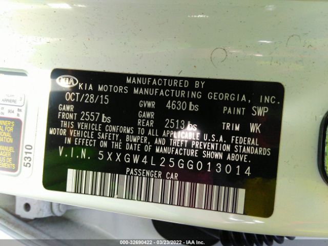 5XXGW4L25GG013014 KIA Optima Sx Turbo