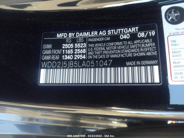 2020 Mercedes-Benz CLS-Class, VIN: WDD2J5JB5LA051047