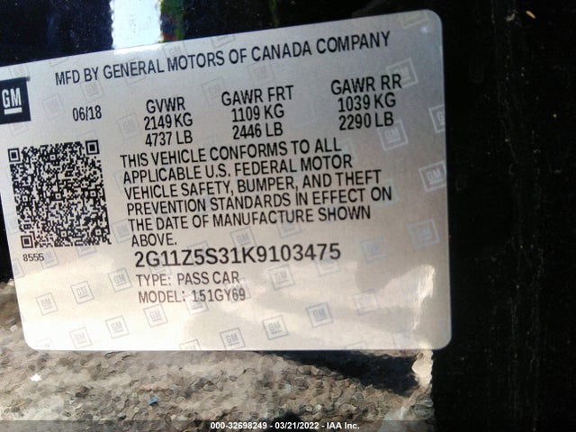 Chevrolet IMPALA LT 2019 2G11Z5S31K9103475 Image 9