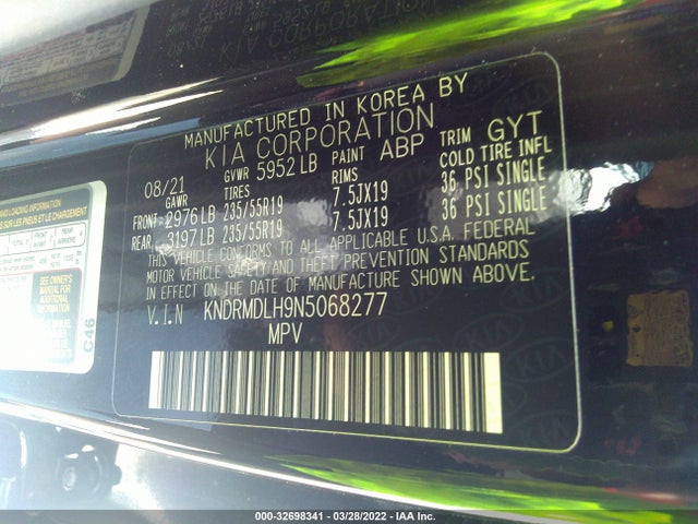 2022 Kia Sorento, VIN: KNDRMDLH9N5068277