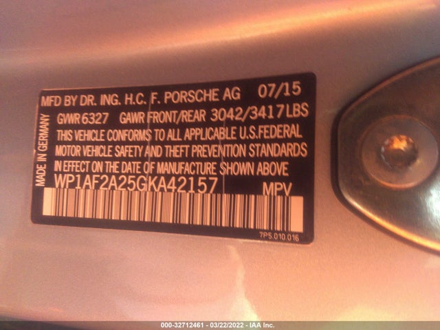 2016 Porsche Cayenne, VIN: WP1AF2A25GKA42157