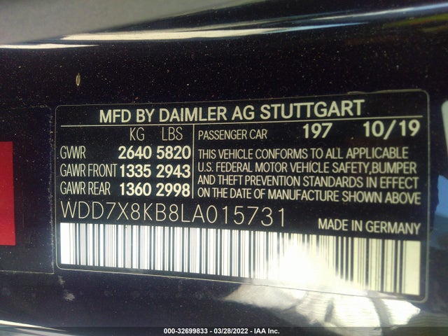 2020 Mercedes-Benz AMG GT, VIN: WDD7X8KB8LA015731