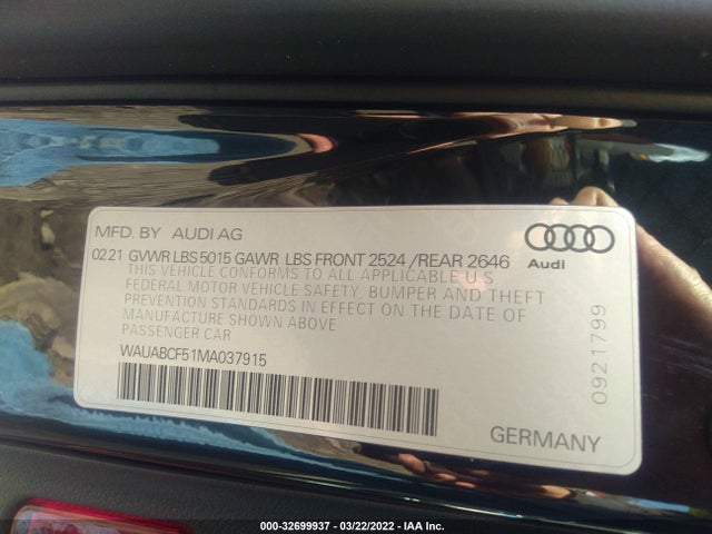 2021 Audi A5, VIN: WAUABCF51MA037915