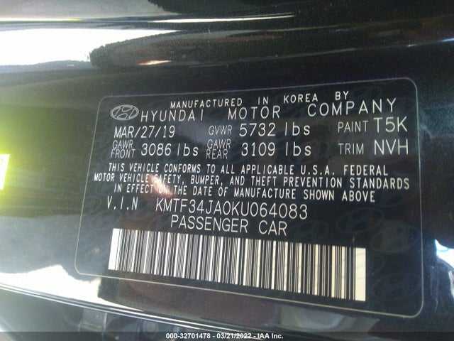 2019 Genesis G90, VIN: KMTF34JA0KU064083