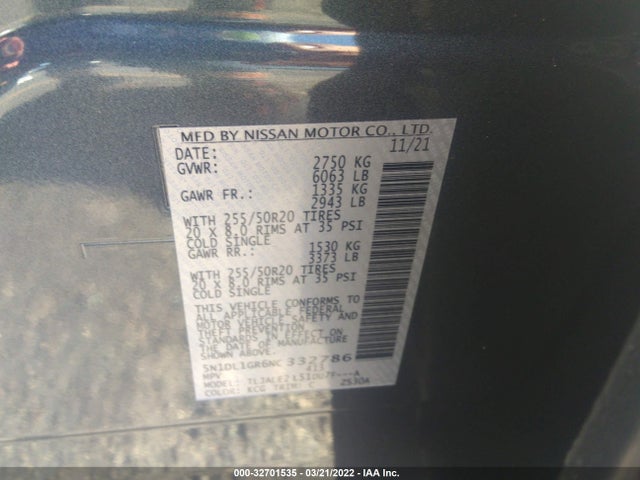 2022 Infiniti QX60, VIN: 5N1DL1GR6NC332786